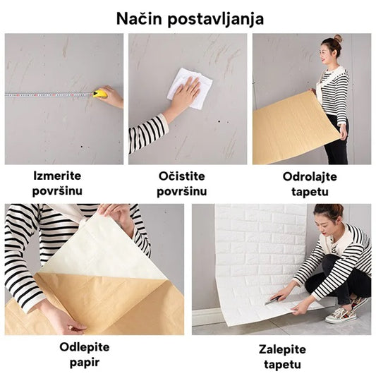3D Tapete od Cigle 70×77cm – Set od 5 tapeta od cigle