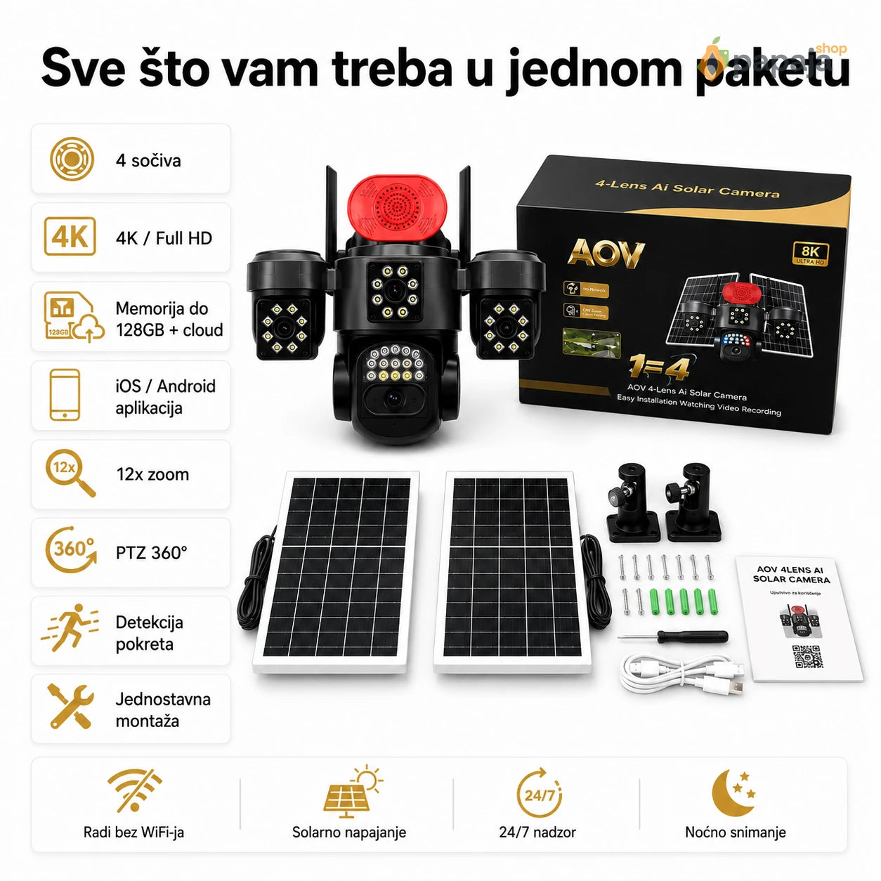 Sve u jednom paketu — solarni paneli, nosači, SD podrška