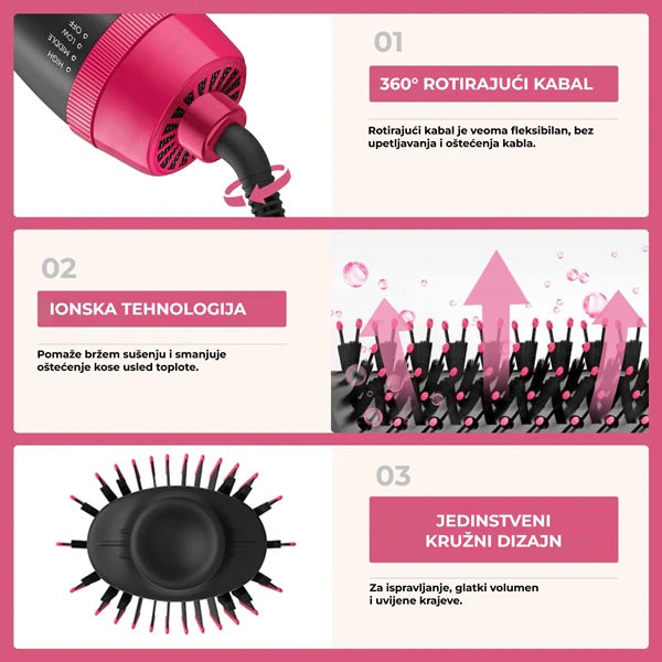 Četka za sušenje i oblikovanje kose 3 u 1 - Četka za feniranje kose