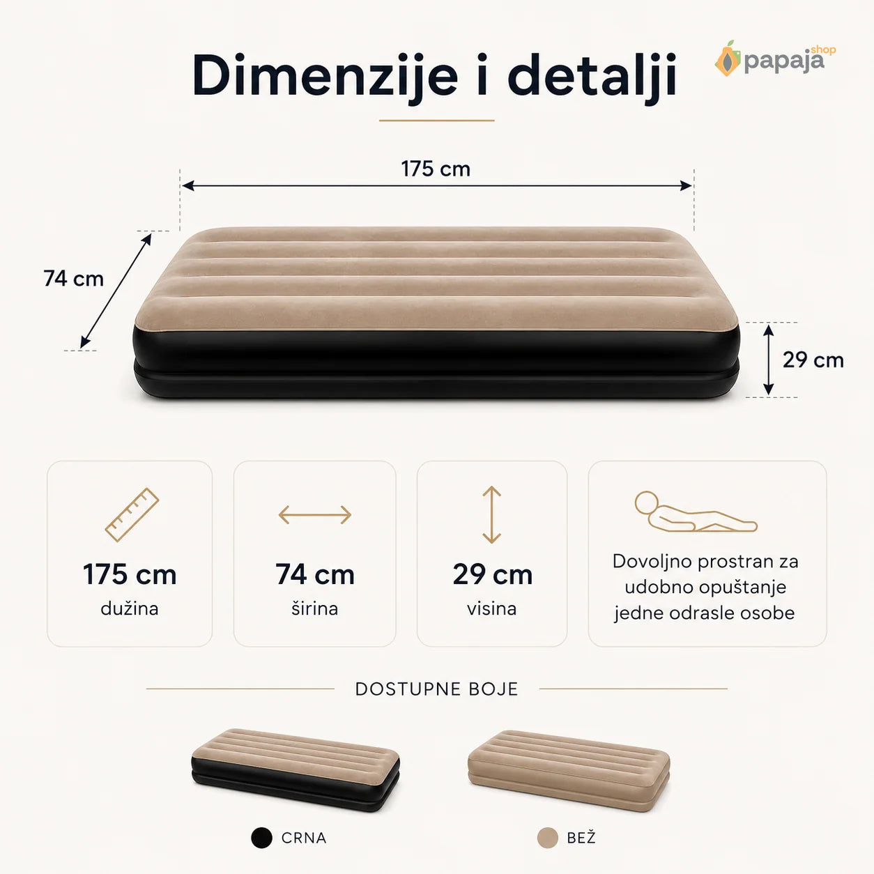 Premium Dušek na Naduvavanje | Papaja Shop