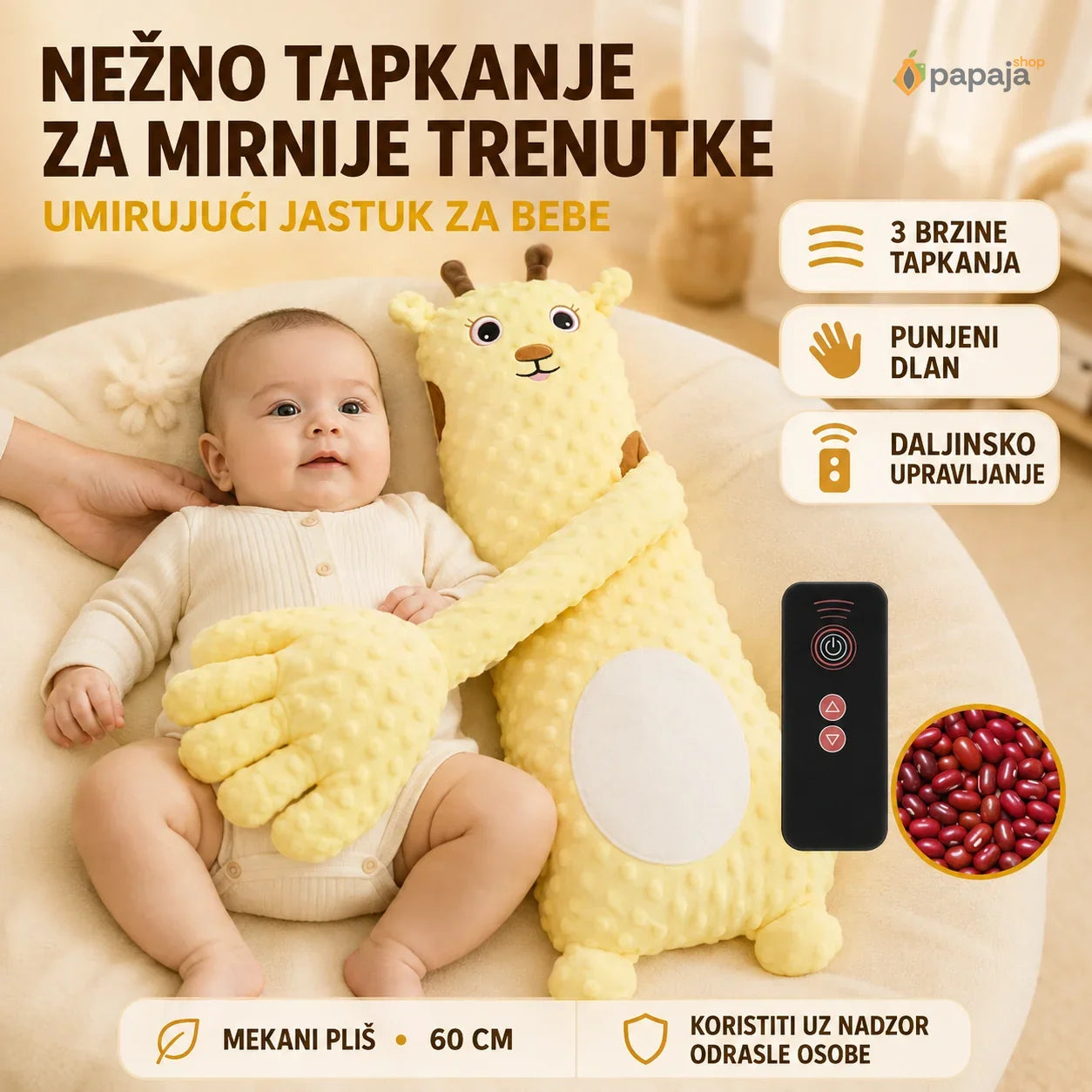 Umirujući jastuk za bebe Zeka Čuvar Sna | Papaja Shop