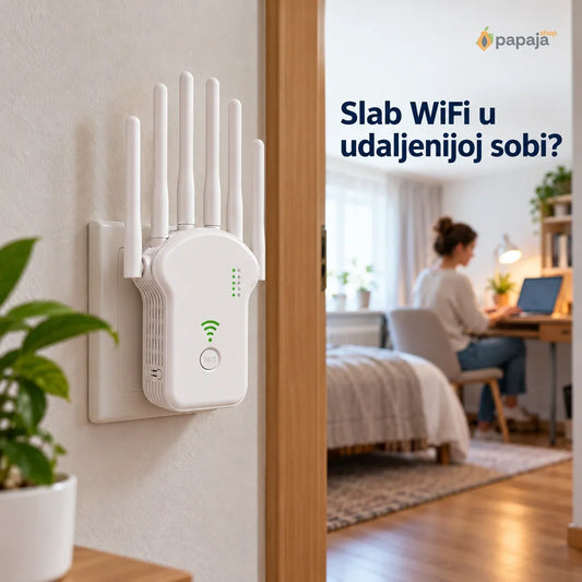 WiFi pojačivač signala 1200 Mbps — Dual Band, 6 antena | Papaja Shop