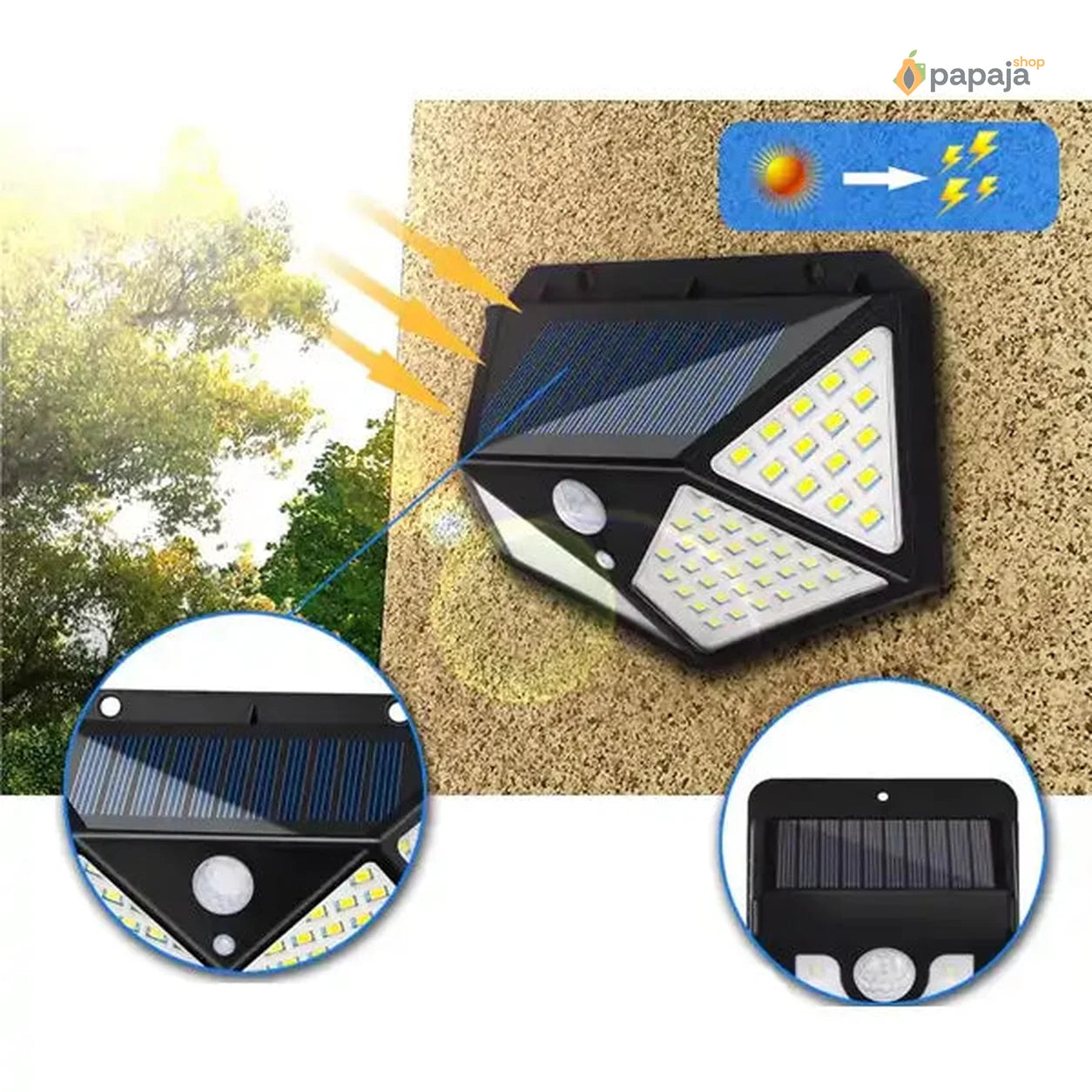 Solarni reflektor sa senzorom za dvorište - 100 dioda