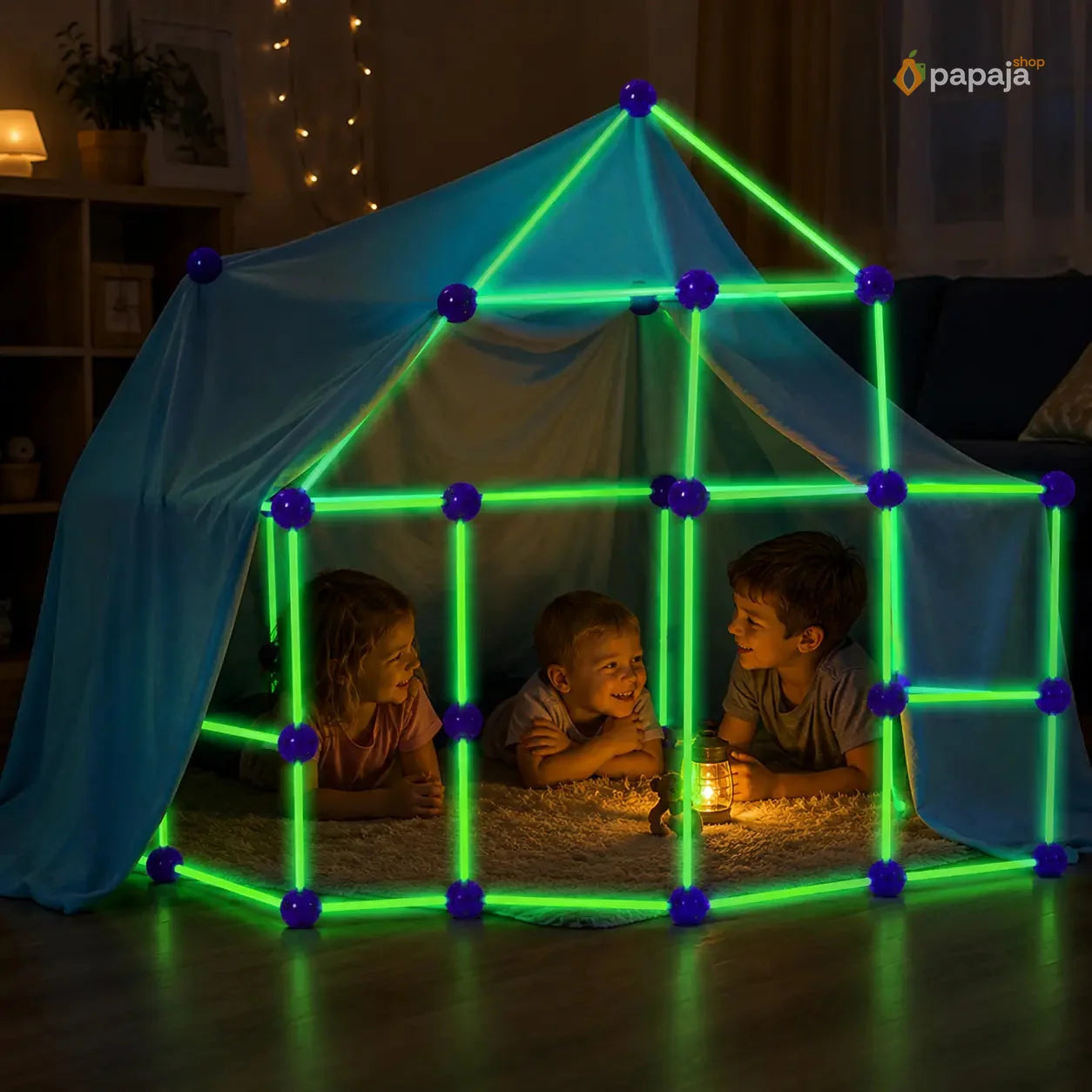 Papaja Tvrđava: Kreativni Set za Gradnju - 87 Delova sa Fluorescentnim Šipkama | Papaja Shop