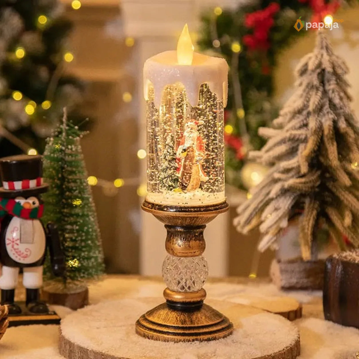 Novogodišnja lampa sveća sa Deda Mrazom - Praznična lampa