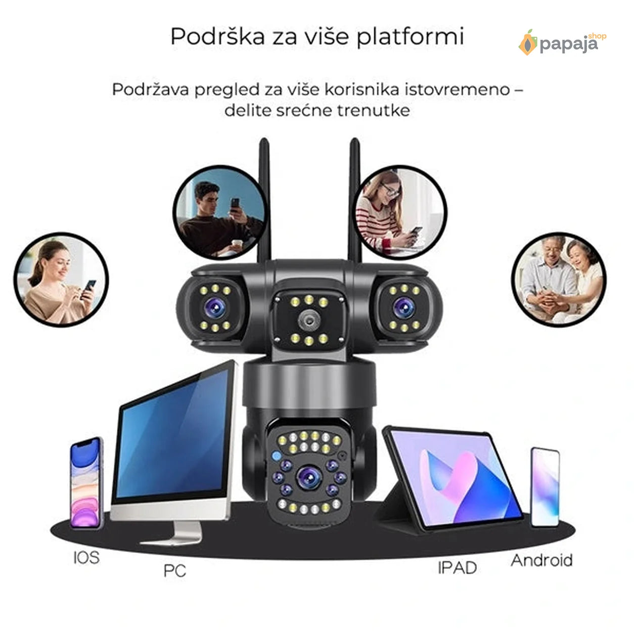 Solarna Wifi kamera sa tri sočiva | Papaja Shop