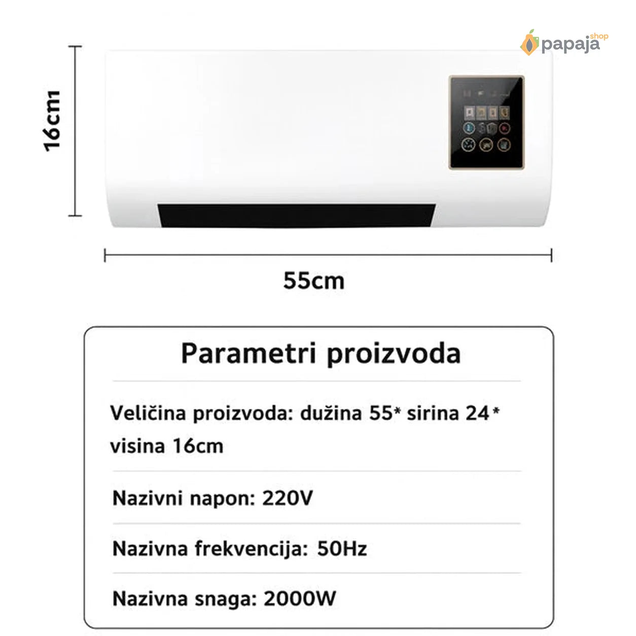 Zidna grejalica 2u1 - Grejanje i hlađenje sa šipkom za sušenje garderobe 1800w