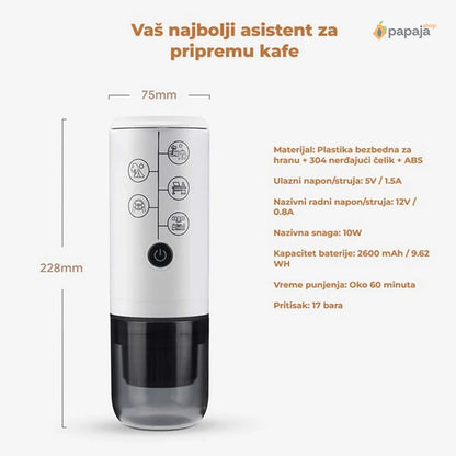 Prenosivi aparat za pravljenje kafe 2u1