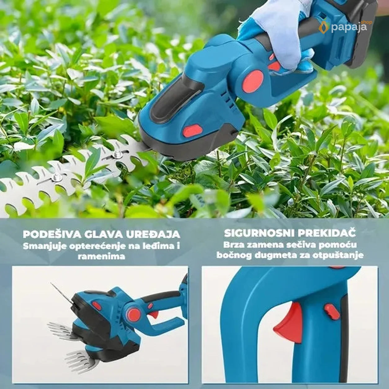 2u1 Aku Trimer za Travu i Živu Ogradu | Papaja Shop