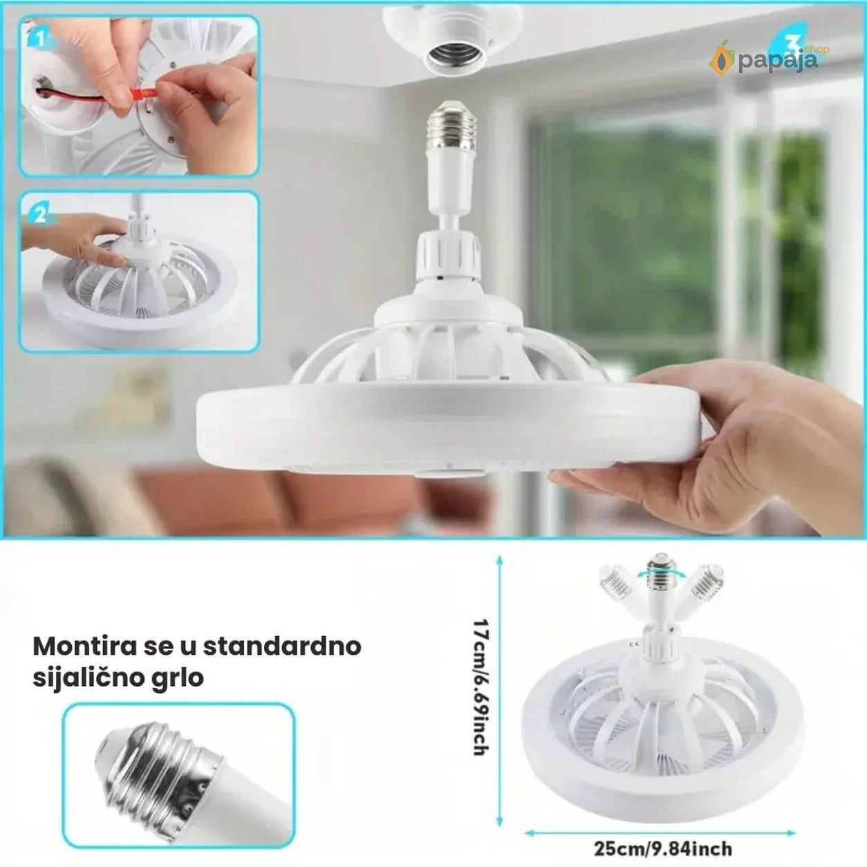 Ventilator sijalice E27 50W + 30W – Komplet 2 komada sa daljinskim
