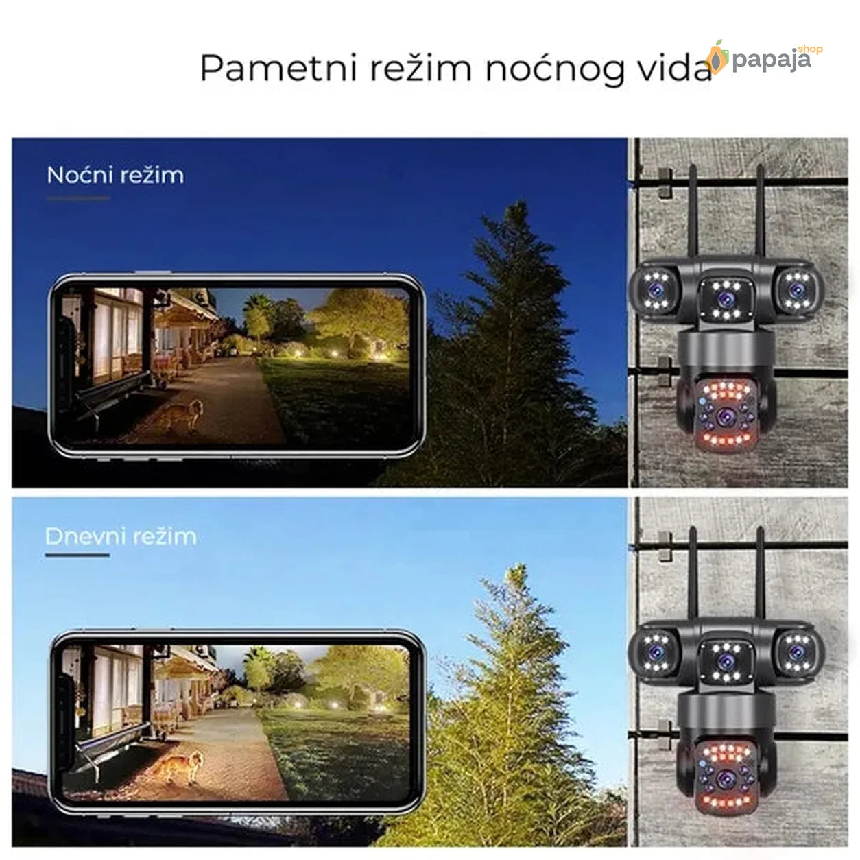 Solarna Wifi kamera sa tri sočiva | Papaja Shop