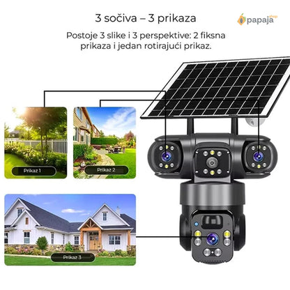 Solarna Wifi kamera sa tri sočiva | Papaja Shop