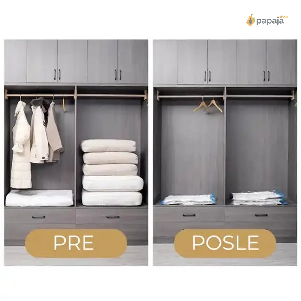 Paket vakum kesa za odeću (5 komada 3 dimenzije)