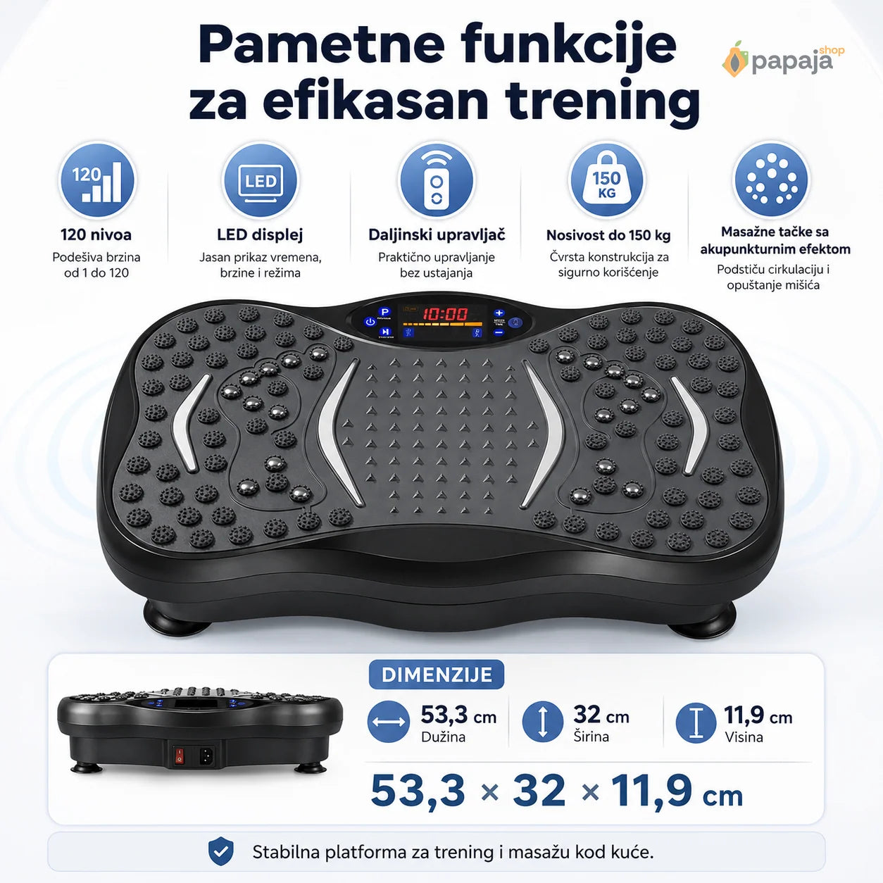 Vibraciona ploča — pametne funkcije i dimenzije