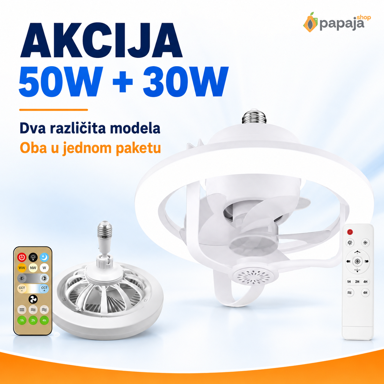 Akcija: dva razlicita modela ventilator sijalice u jednom paketu