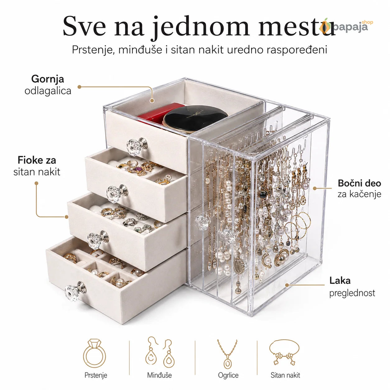 Akrilna Kutija za Nakit - Savršena Organizacija | Papaja Shop