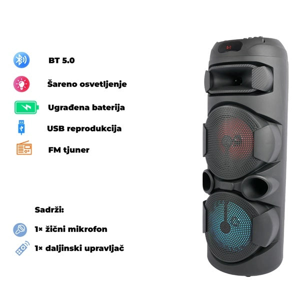 Bluetooth karaoke zvučnik sa RGB osvetljenjem