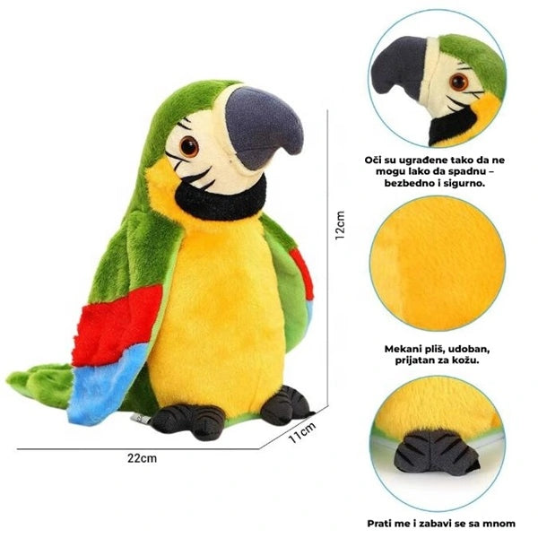 Brbljivi plišani papagaj