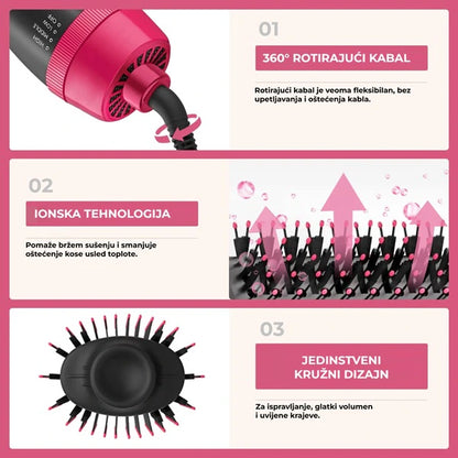 Četka za sušenje i oblikovanje kose 3 u 1 - Četka za feniranje kose