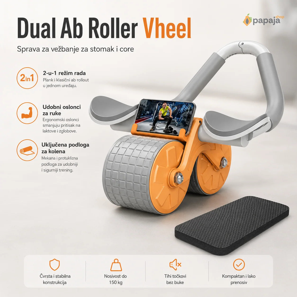 Dual Ab Roller Točak za Trbušnjake | Papaja Shop