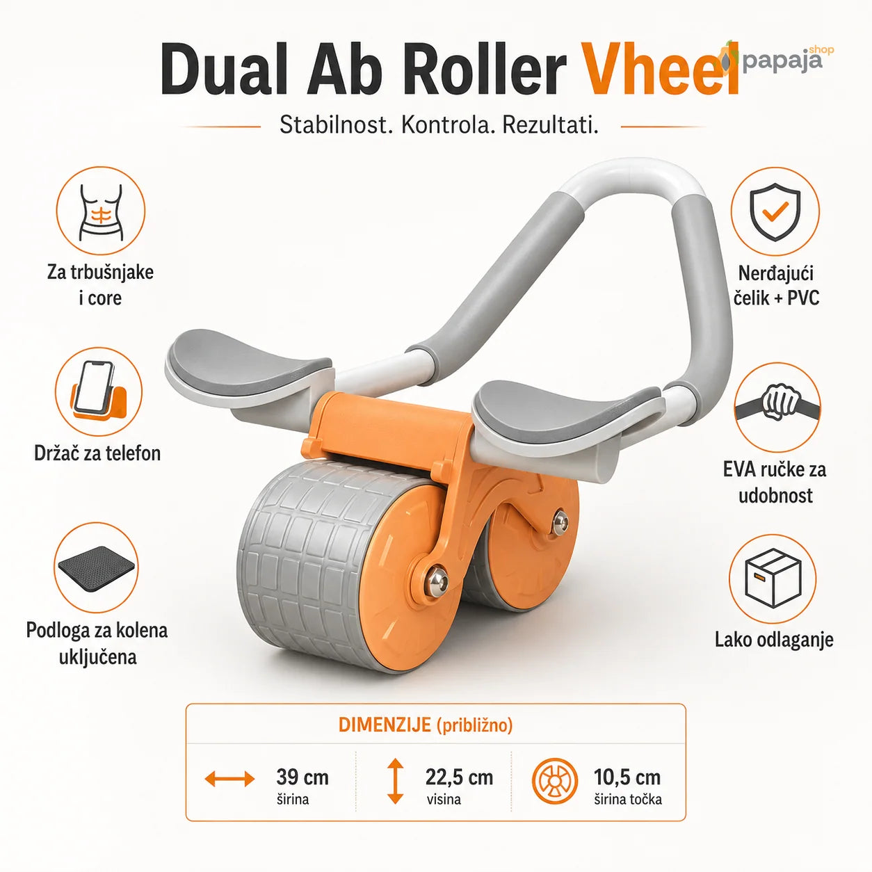 Dual Ab Roller Točak za Trbušnjake | Papaja Shop
