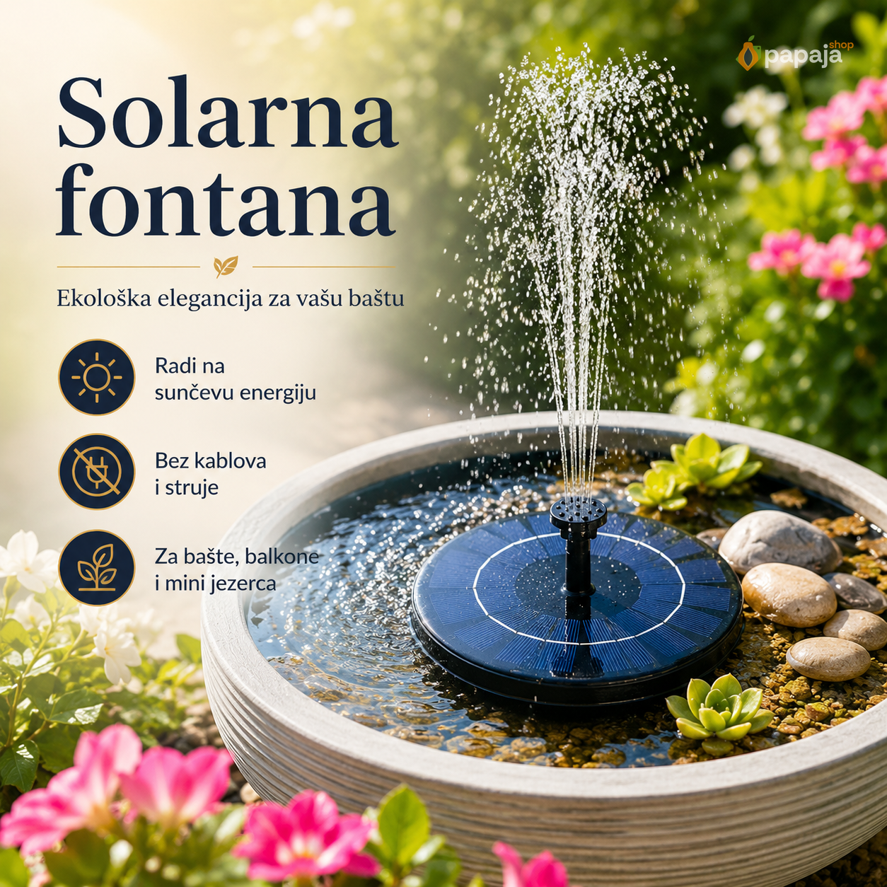 Solarna fontana — lifestyle — Ekološka elegancija