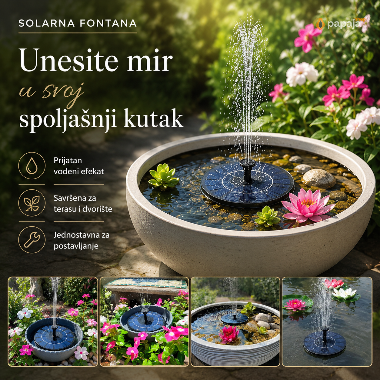 Solarna fontana — emotivni — Unesite mir