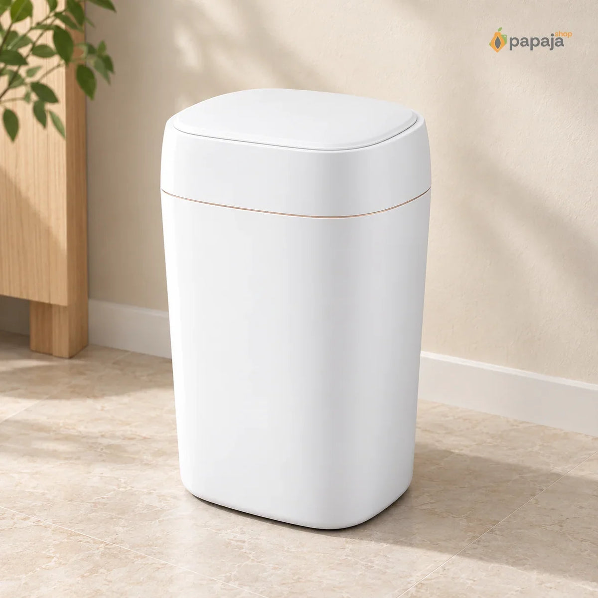 Pametna kanta HH-001, bela — glavna fotografija, zatvoren poklopac | Papaja Shop