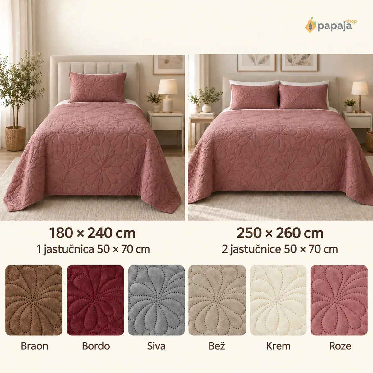 Kardelen prekrivač za krevet sa jastučnicama | Papaja Shop