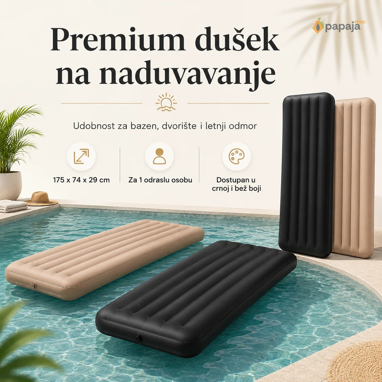 Premium Dušek na Naduvavanje | Papaja Shop