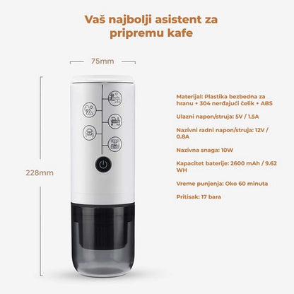 Prenosivi aparat za pravljenje kafe 2u1