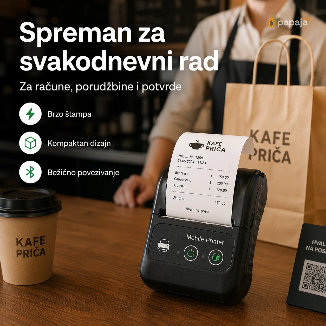Prenosivi Termalni Štampač 58mm | Papaja Shop