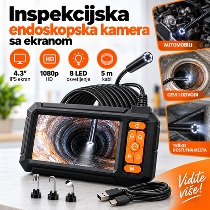 Inspekcijska Endoskopska Kamera sa Ekranom