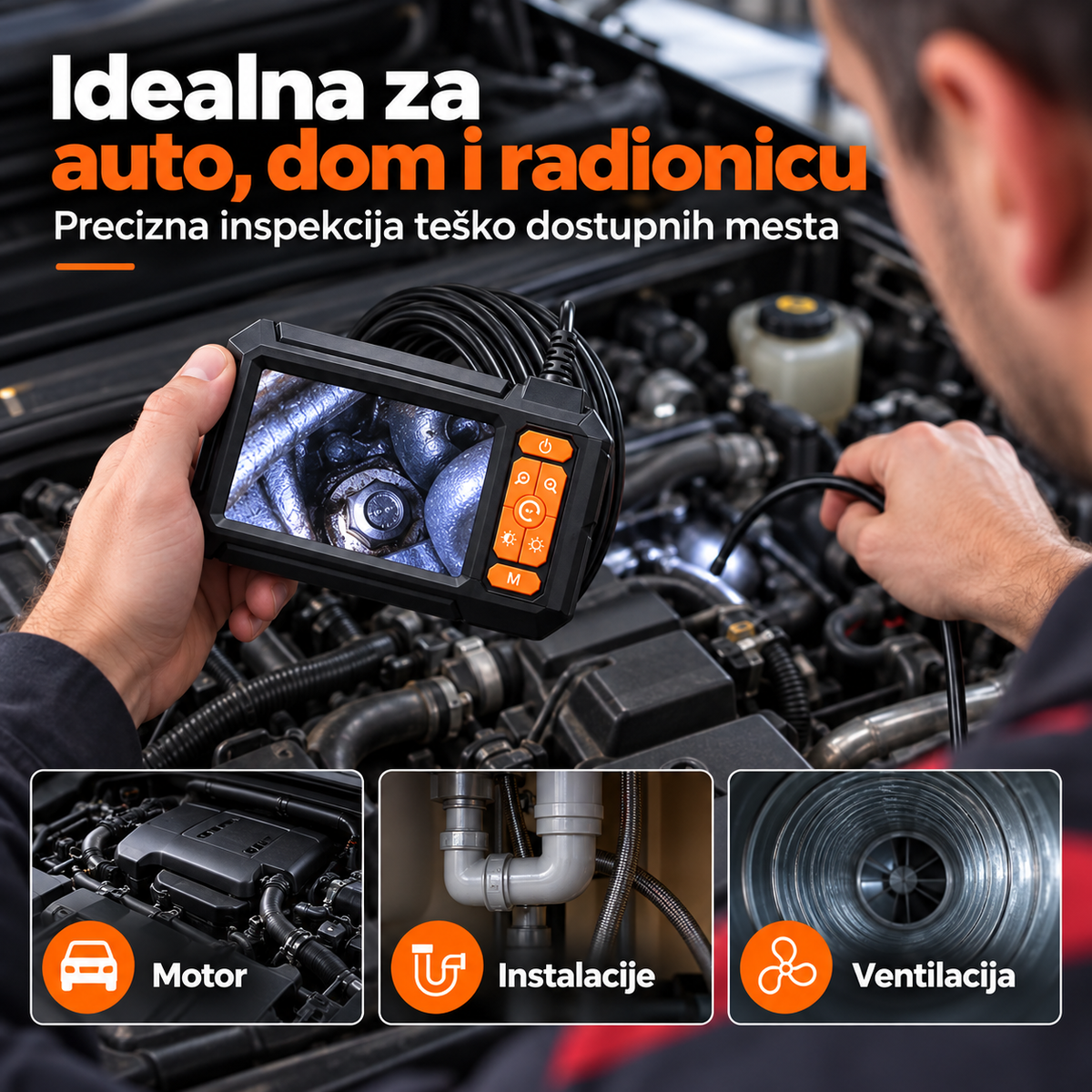 Inspekcijska Endoskopska Kamera sa Ekranom
