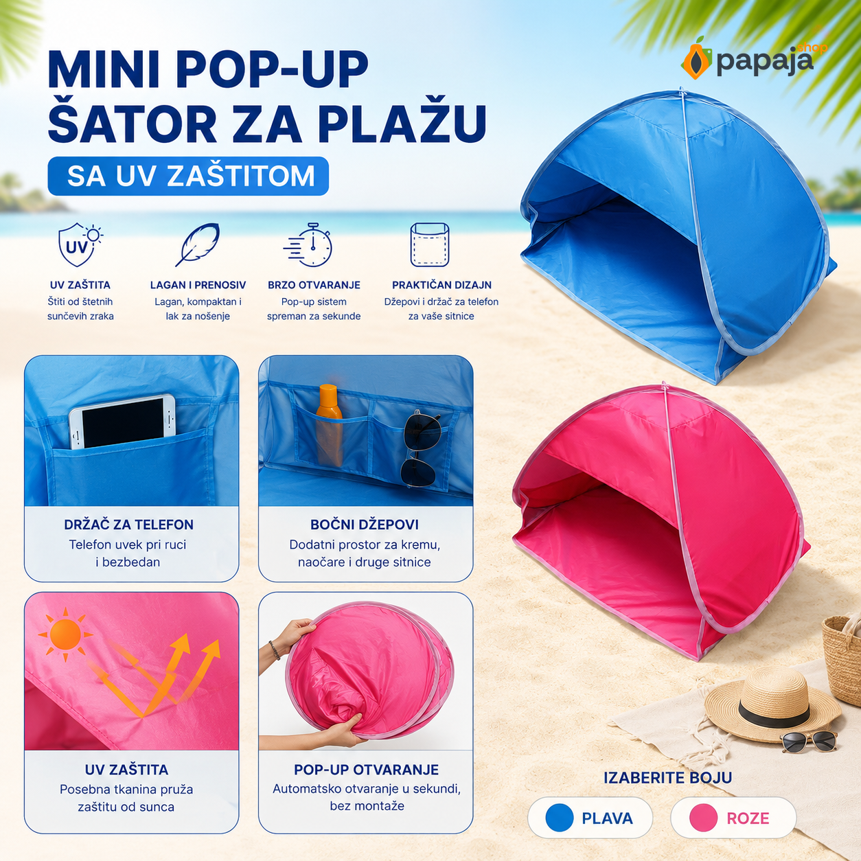 Mini Pop-Up Šator — detalji