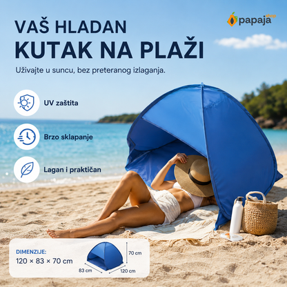 Mini Pop-Up Šator — na plaži