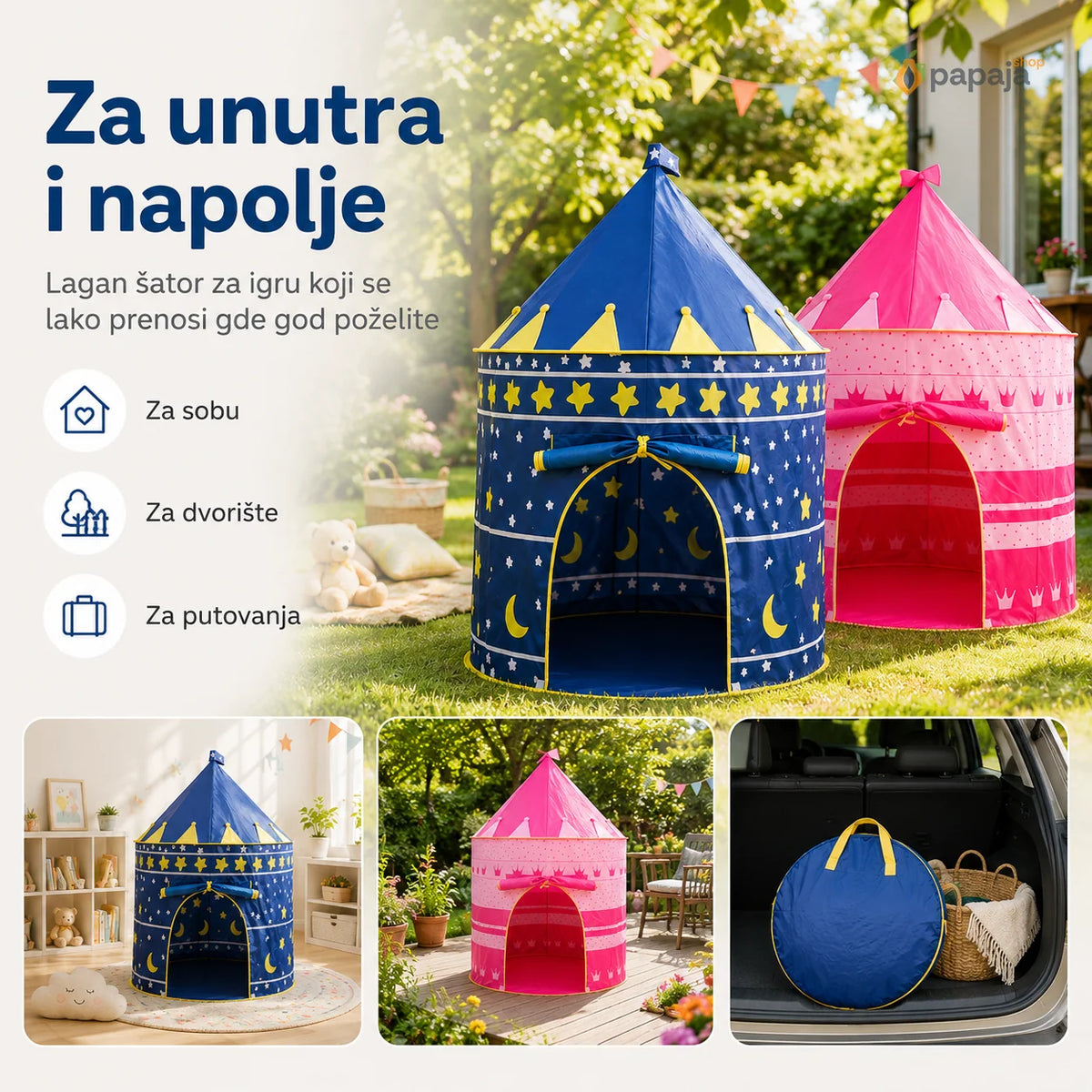 Šator za decu: Plavi i Crveni | Papaja Shop