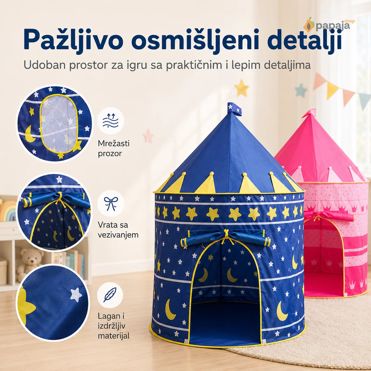 Šator za decu: Plavi i Crveni | Papaja Shop
