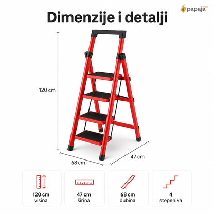 Sklopive merdevine – dimenzije 120×68×47 cm, 4 stepenika