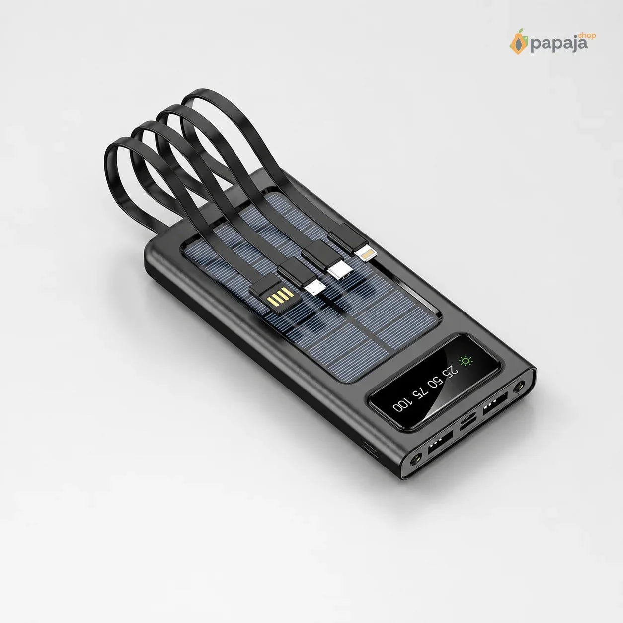Solarna Power Bank Baterija 10000mAh sa 4 Ugrađena Kabla | Papaja Shop