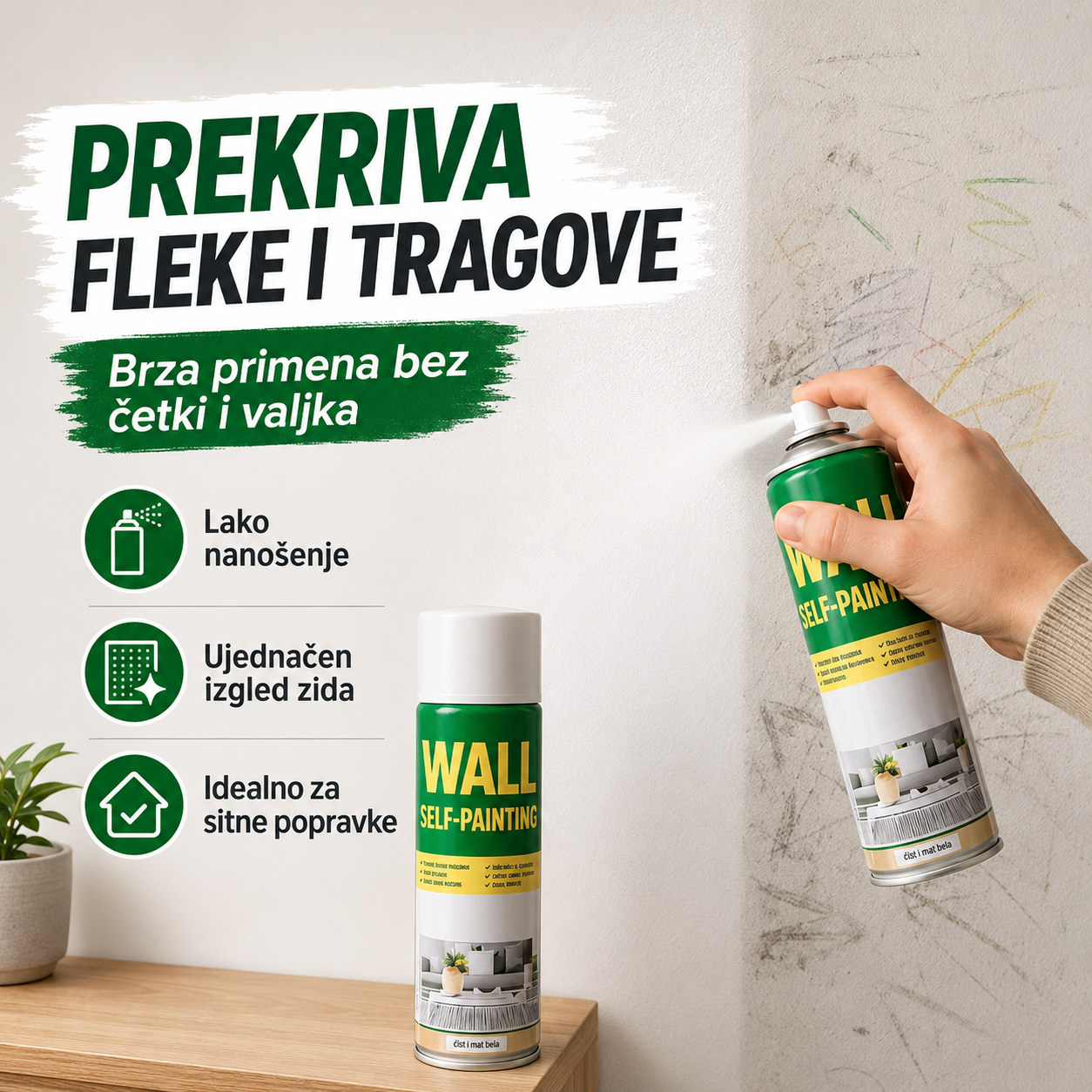 Prekriva fleke i tragove - brza primena bez cetki i valjka