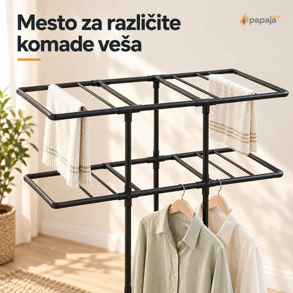 Sklopivi metalni stalak za veš na točkićima – 2 nivoa | Papaja Shop