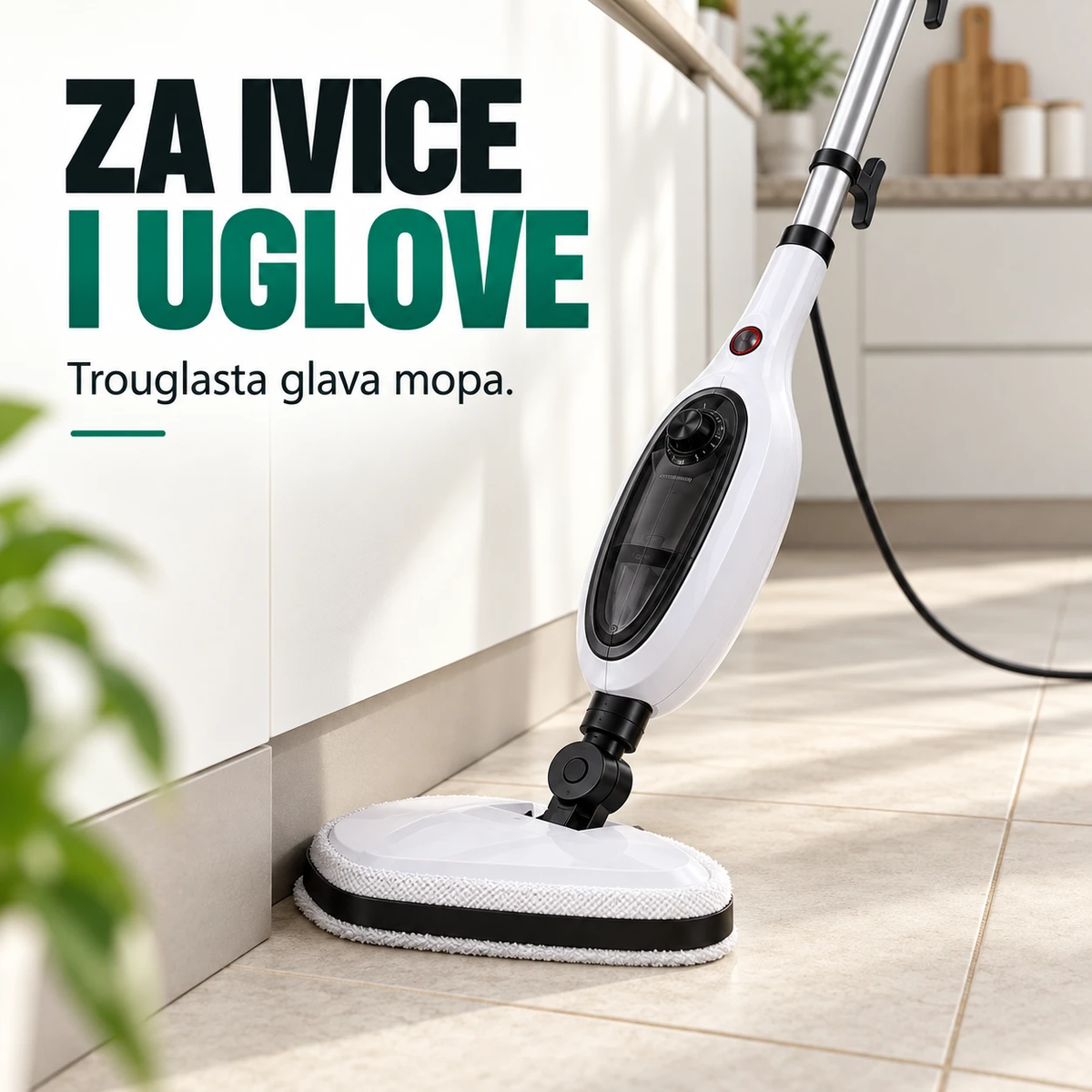 Trouglasta glava mopa čisti ivice i uglove