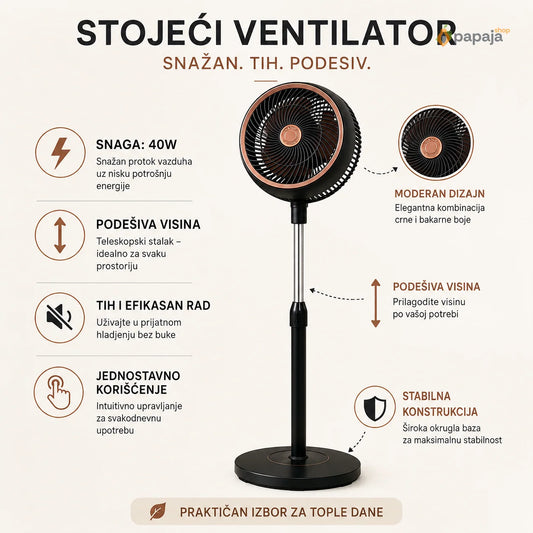 Tornado Ventilator 40W — Podesiva Visina | Papaja Shop