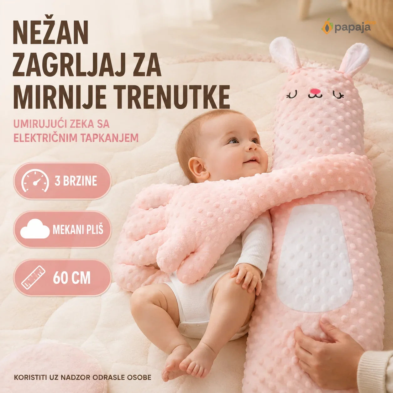 Umirujući jastuk za bebe Zeka Čuvar Sna | Papaja Shop