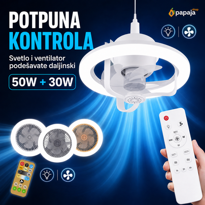 Ventilator sijalice E27 50W + 30W komplet sa daljinskim upravljacem
