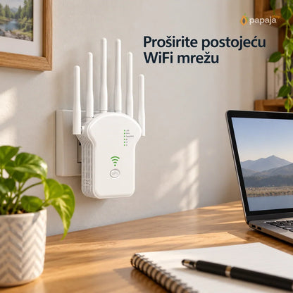 WiFi pojačivač signala 1200 Mbps — Dual Band, 6 antena | Papaja Shop