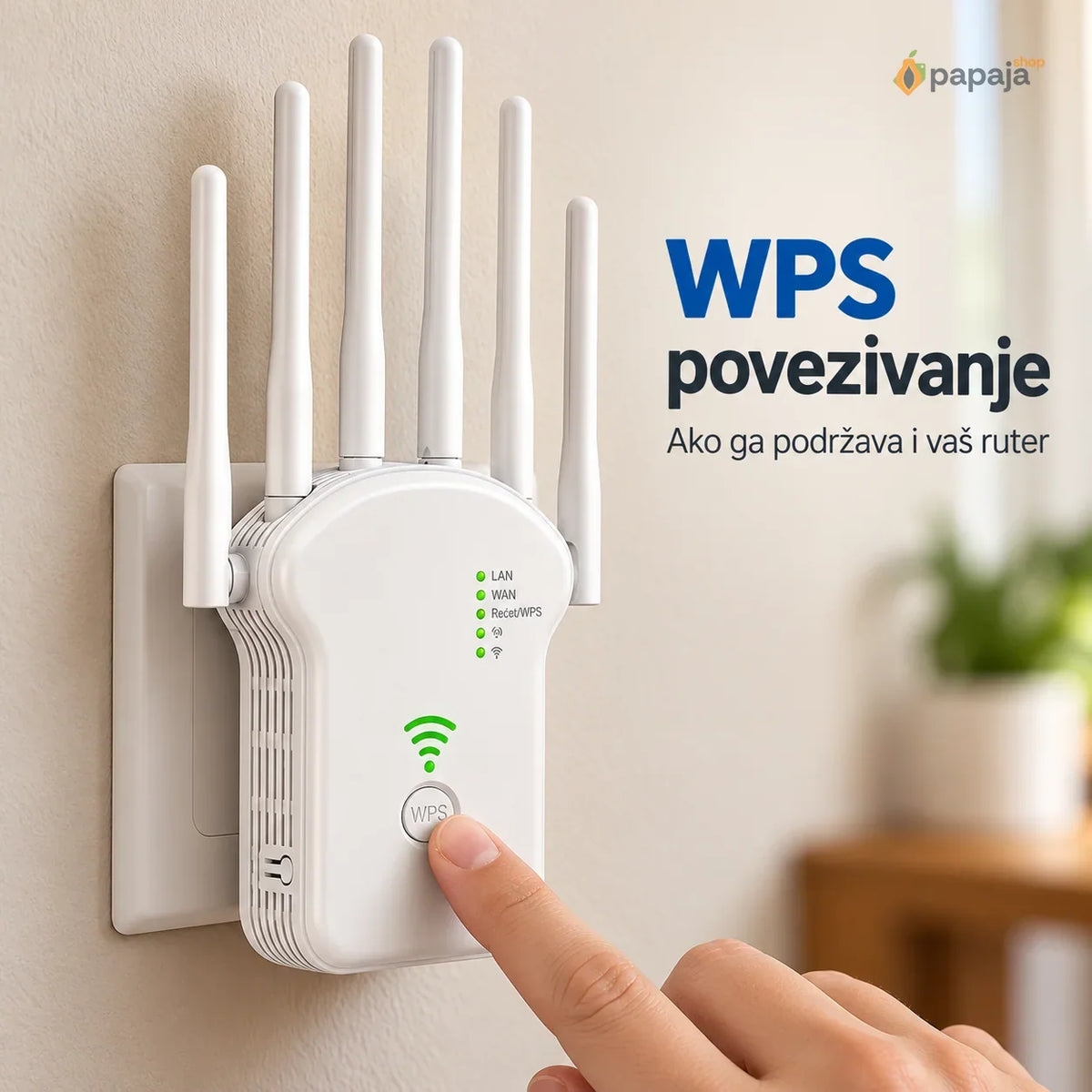 WiFi pojačivač signala 1200 Mbps — Dual Band, 6 antena | Papaja Shop